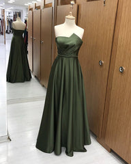 Strapless Satin Floor Length Bridesmaid Dresses