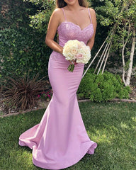 Lace Appliques Sweetheart Mermaid Dresses Spahetti Straps