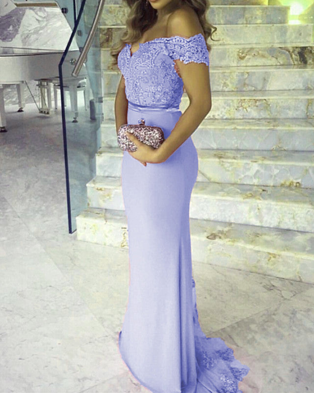 Off The Shoulder Bridesmaid Dresses Mermaid Appliques