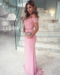 Off The Shoulder Bridesmaid Dresses Mermaid Appliques