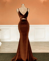 Mermaid Velvet V-neck Spaghetti Straps Dress