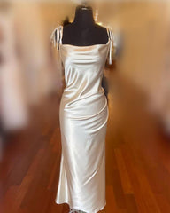 Sheath Midi Soft Satin Bridesmaid Dress - RongMoon