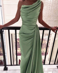 One Shoulder Sheath Satin Dress