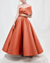 Ball Gown Satin Midi One Shoulder Dress