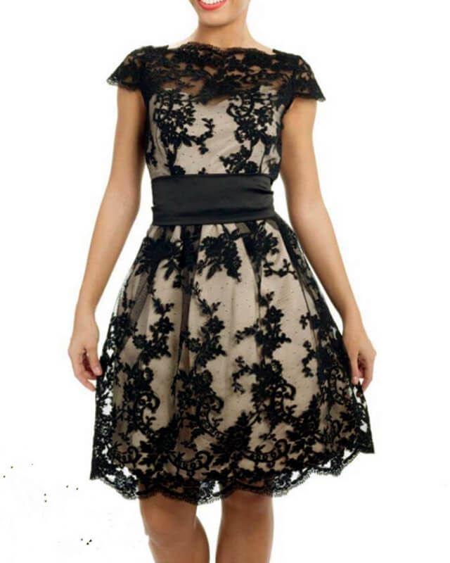 Short Lace Cap Sleeve Bridesmaid Dresses