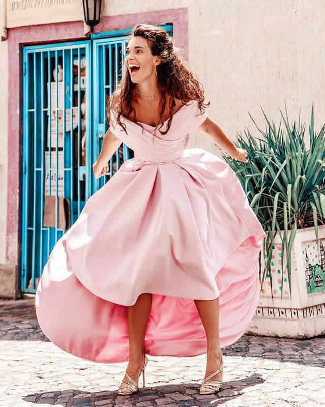 Off The Shoulder Asymmetrical Satin Dress - RongMoon