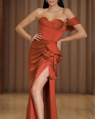 Mermaid One Strap Sweetheart Corset Satin Dress