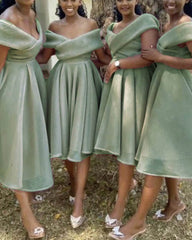 Off The Shoulder Tulle Bridesmaid Midi Dress