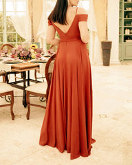 A-line V-neck Cold Shoulder Chiffon Dress