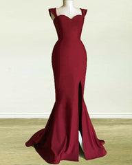 Spaghetti Straps Mermaid Dresses With Slit