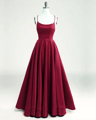 Lace Up Back Satin Prom Long Dresses