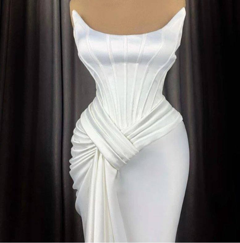 Sexy Robe De Soiree Mermaid Scoop Floor Length Satin Slit Long Prom Dresses Prom Gown Evening Dresses - RongMoon
