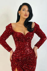 Sequin Trumpet Mermaid Black Slit Prom Dress