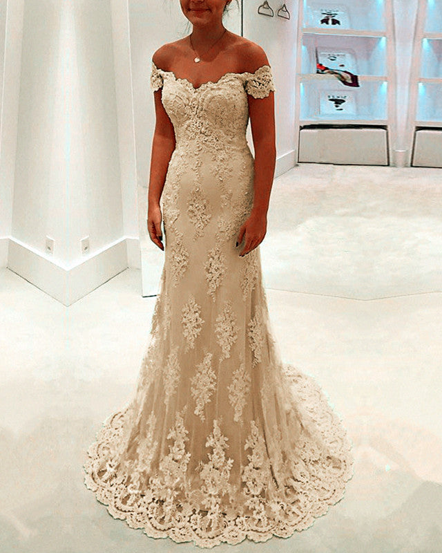 Mermaid Off The Shoulder Lace Dresses Elegant