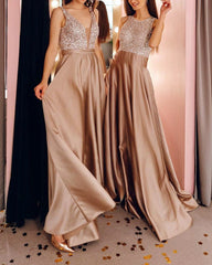 Mismatched Champagne Bridesmaid Dresses Satin