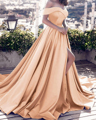 Long Split Bridesmaid Dresses Off Shoulder