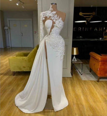 Sexy Prom Dresses A-line One-shoulder Appliques Slit Long Robe De Soiree Dubai Saudi Arabic Prom Gown Evening Dresses - RongMoon