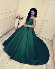 Off The Shoulder Satin Ball Gown Dresses