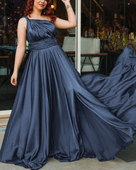 Plus Size Bridesmaid Dresses One Shoulder Split