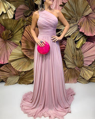 Pleated Chiffon One Shoulder Bridesmaid Dresses