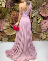 Pleated Chiffon One Shoulder Bridesmaid Dresses