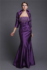 Trumpet/Mermaid Sleeveless Beading Strapless Long Taffeta Mother of the Bride Dresses - RongMoon