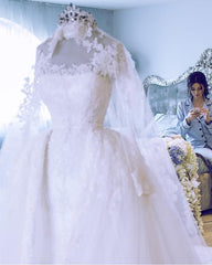 Long Sleeves Lace Mermaid Wedding Dresses Removable Skirt
