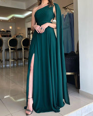 Emerald Green Chiffon Bridesmaid Dresses One Shoulder