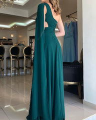 Emerald Green Chiffon Bridesmaid Dresses One Shoulder