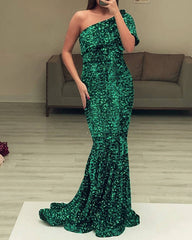 Mermaid Sequin One Shoulder Dress