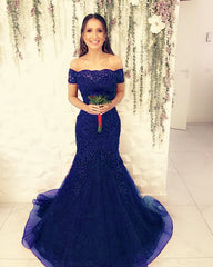 Tulle Mermaid Appliques Dresses Off The Shoulder
