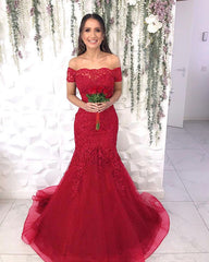 Tulle Mermaid Appliques Dresses Off The Shoulder