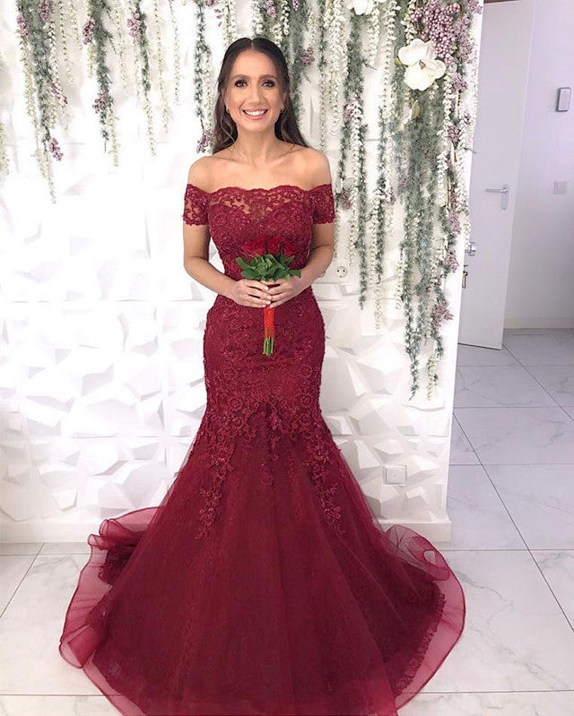 Tulle Mermaid Appliques Dresses Off The Shoulder