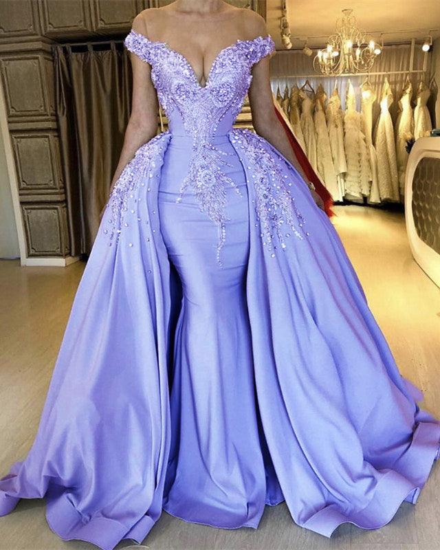 Mermaid Evening Dresses Embroidery Beaded Off Shoulder - RongMoon