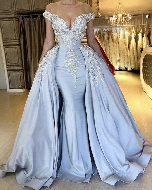 Mermaid Evening Dresses Embroidery Beaded Off Shoulder - RongMoon