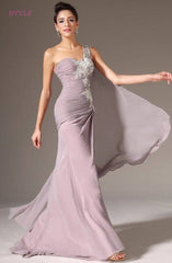 One-shoulder Evening Dresses Mermaid Chiffon Lace Beaded Long Formal Party Evening Gown Prom Dresses Robe De Soiree - RongMoon