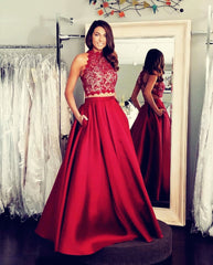 A-line/Princess Sleeveless Criss-cross Beading Long Satin Prom Dresses