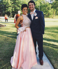 A-line/Princess Sleeveless Criss-cross Beading Long Satin Prom Dresses