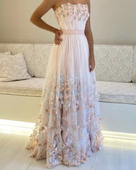 Tulle Strapless Dress With Butterfly Lace