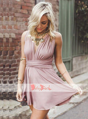 Fashion Convertible Dusty Pink Jersey Simple Homecoming Dresses ,BD0164
