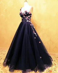 Floral Flowers One Shoulder Prom Dresses Organza Ruffles - RongMoon