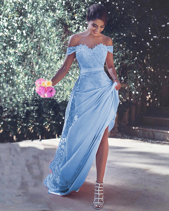 Off The Shoulder Mermaid Prom Dresses Lace Appliques