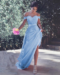 Off The Shoulder Mermaid Prom Dresses Lace Appliques
