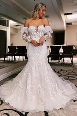 Trumpet Mermaid Long Sleeve Lace Ruffles Wedding Dress