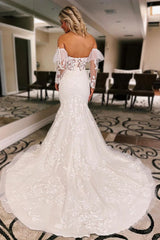 Trumpet Mermaid Long Sleeve Lace Ruffles Wedding Dress