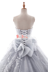 Gorgeous Light Gray Sweetheart Strapless Ball Gown Wedding Dresses,DB0133