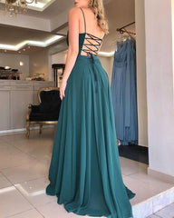 Plunge Neck Open Back Chiffon Split Dresses - RongMoon