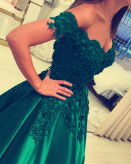 Elegant Satin Ball Gow Prom Dresses Lace Off The Shoulder