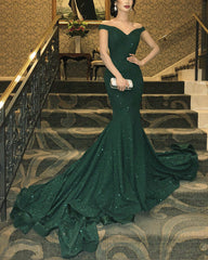 Sparkle Mermaid Off The Shoulder Prom Dresses