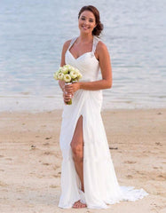 Chiffon Wedding Dress Leg Split